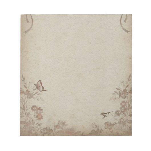Vintage Floral Beige Notitieblok (Voorkant)