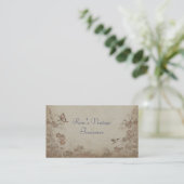 Vintage Floral Beige Visitekaartje (Staand voorkant)