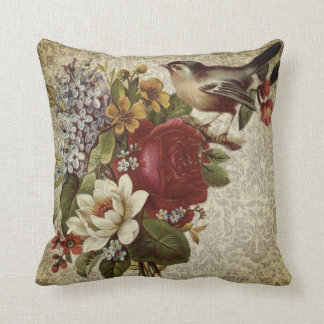 Vintage Floral & Bird Kussen