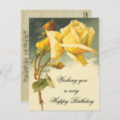 Vintage Floral Birthday Briefkaart (Voorkant / Achterkant)