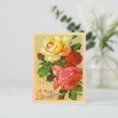 Vintage Floral Birthday Briefkaart (Staand voorkant)