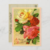 Vintage Floral Birthday Briefkaart (Voorkant / Achterkant)
