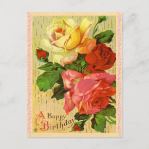 Vintage Floral Birthday Briefkaart