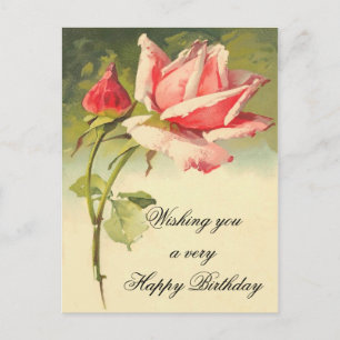 Vintage Floral Birthday Briefkaart