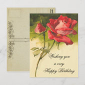 Vintage Floral Birthday Briefkaart (Voorkant / Achterkant)
