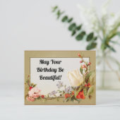 Vintage Floral Birthday Briefkaart (Staand voorkant)
