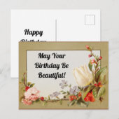 Vintage Floral Birthday Briefkaart (Voorkant / Achterkant)