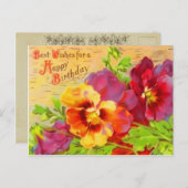 Vintage Floral Birthday Briefkaart (Voorkant / Achterkant)