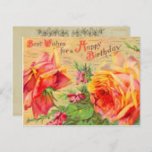 Vintage Floral Birthday Briefkaart (Voorkant / Achterkant)