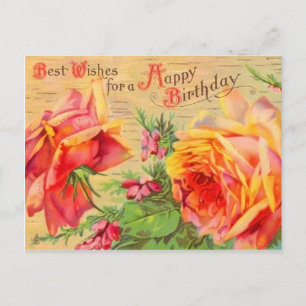 Vintage Floral Birthday Briefkaart