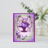 Vintage Floral Birthday Briefkaart (Staand voorkant)