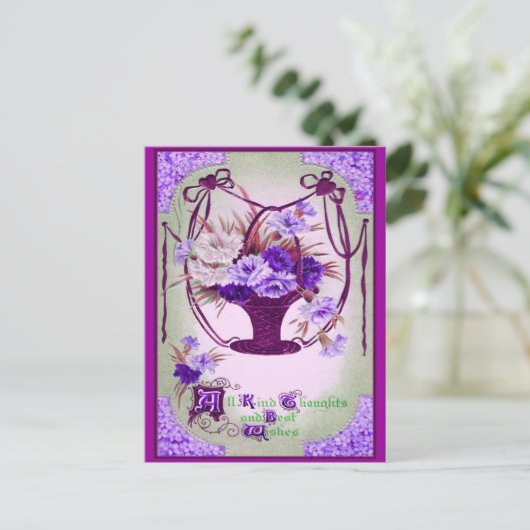 Vintage Floral Birthday Briefkaart (Staand voorkant)