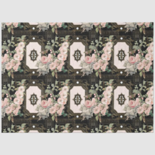 Vintage Floral Black Gold Ephemera ontkoppeling Tissuepapier
