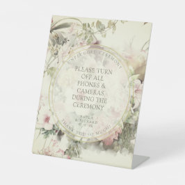Vintage Floral Botanical Unplugged Wedding Reclamebord Met Voetstuk