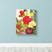 Vintage Floral Bouquet & Butterflies 8x10 Canvas Afdruk (Insitu (Houten vloer))