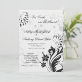 Vintage-Floral-bruiloft in zwart-wit Kaart (Staand voorkant)