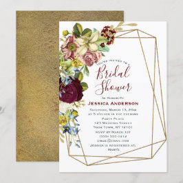 Vintage Floral Burgundy Gold Vrijgezellenfeest Kaart