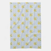 Vintage Floral Buttercups Blue Striped Theedoek (Verticaal)