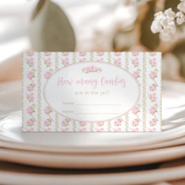 Vintage Floral Candy Jar Baby Shower Game Card Informatiekaartje