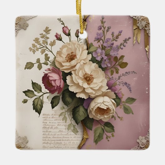 Vintage Floral - Ceramic Ornament (Voorkant)