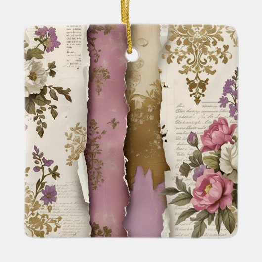 Vintage Floral - Ceramic Ornament  (Voorkant)