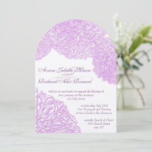 Vintage Floral Chrysanthemum Lavender Wedding Kaart