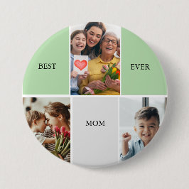 Vintage Floral Collage Photo Mother's Day Ronde Button 7,6 Cm