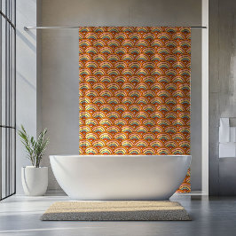 Vintage Floral Curtain Rusty Orange Swirl Style Douchegordijn