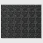 Vintage Floral Damask Gray on Black Cadeaupapier (Vlak)