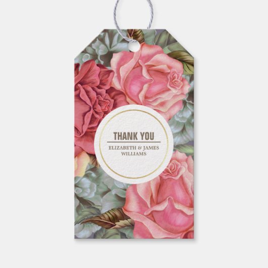 Vintage Floral Dank je Jubileum Cadeaulabel (Voorkant)