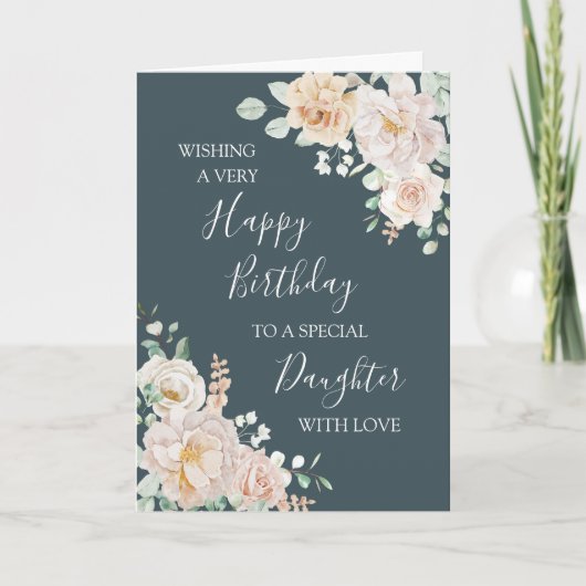 Vintage Floral Daughter Happy Birthday Card Bedankkaart (Voorkant)