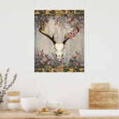 Vintage Floral Deer Skull Poster (Keuken)