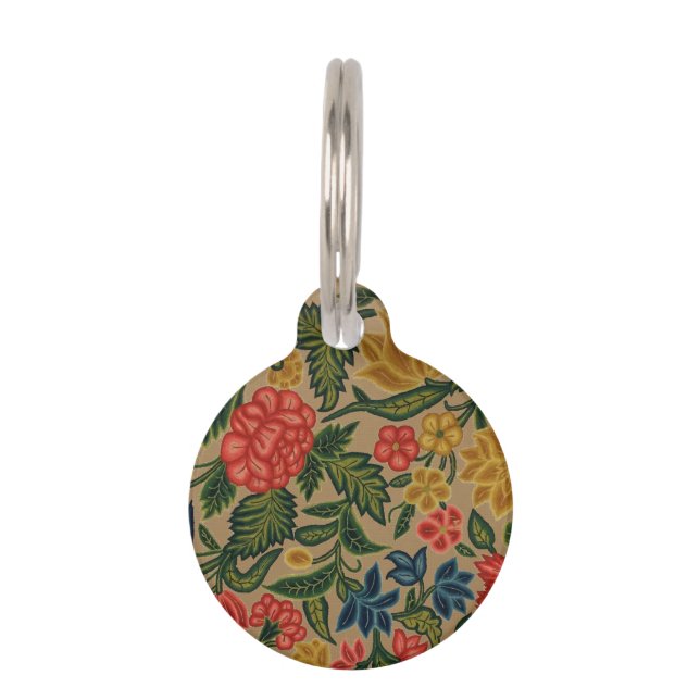 Vintage Floral Designer Garden Artwork Huisdierpenning (Voorkant)