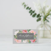 Vintage Floral Elegant Grey Professional Visitekaartje (Staand voorkant)