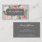 Vintage Floral Elegant Grey Professional Visitekaartje (Voorkant / Achterkant)
