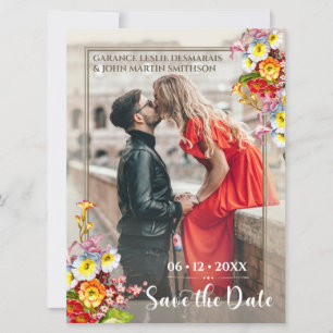Vintage Floral Elegant Photo Weduwnaar Franse stij Kaart