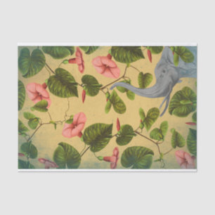 Vintage Floral Elephant Tissuepapier