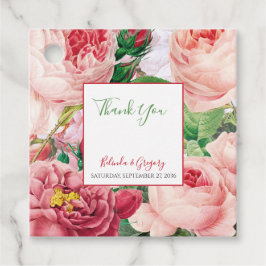 Vintage Floral en botanische roze rozen bruiloft Bedankjes Labels