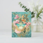 Vintage Floral en Butterfly Bouquet Briefkaart (Staand voorkant)