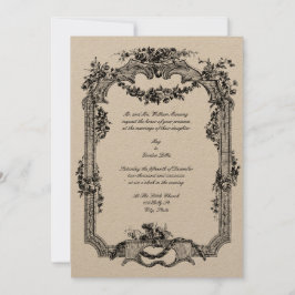Vintage Floral en Fruit Baroque Rococo Wedding Kaart