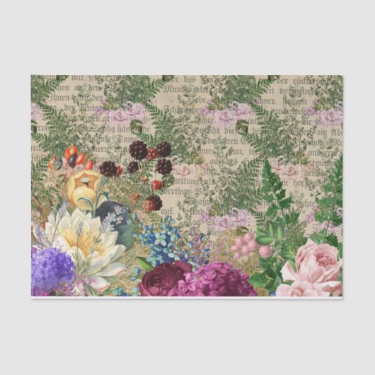 Vintage Floral Ephemera Tissuepapier (Voorkant)
