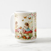 Vintage floral fairy picnic garden koffiemok (Voorkant links)