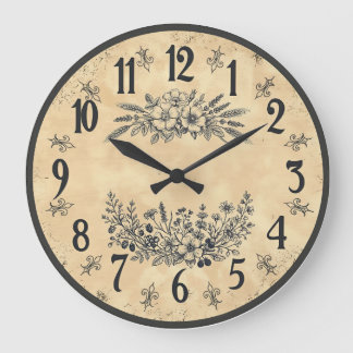 Vintage Floral Farmhouse Wall Clock Grote Klok
