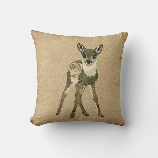Vintage Floral Fawn Mojo Pillow Kussen (Voorkant)