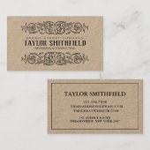 Vintage Floral Fine Line Kraft Visitekaartje (Voorkant / Achterkant)