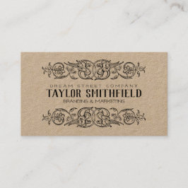 Vintage Floral Fine Line Kraft Visitekaartje