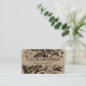 Vintage Floral Fine Line Kraft Visitekaartje (Staand voorkant)