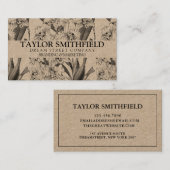 Vintage Floral Fine Line Kraft Visitekaartje (Voorkant / Achterkant)