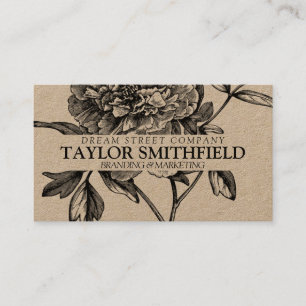 Vintage Floral Fine Line Kraft Visitekaartje