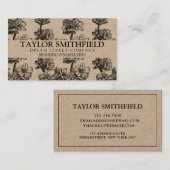 Vintage Floral Fine Line Kraft Visitekaartje (Voorkant / Achterkant)